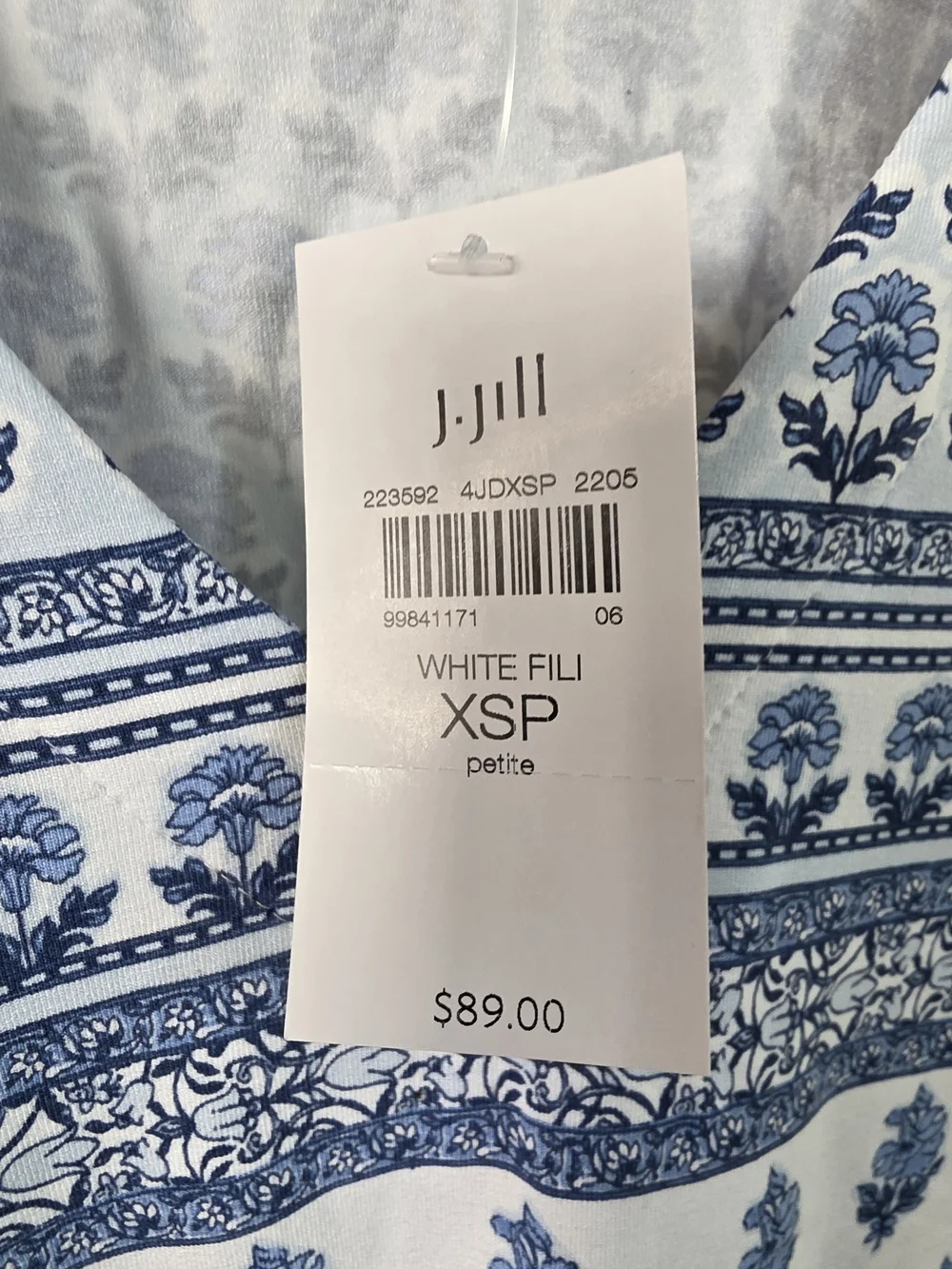New XS Petite J. Jill Blue White Printed Mini Summer Floral Dress Wearever - Picture 4 of 6